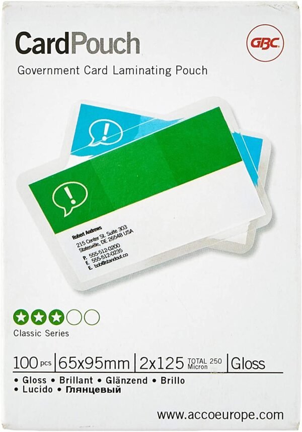 3740300   Credit Card Laminating Pouch 125 Microns